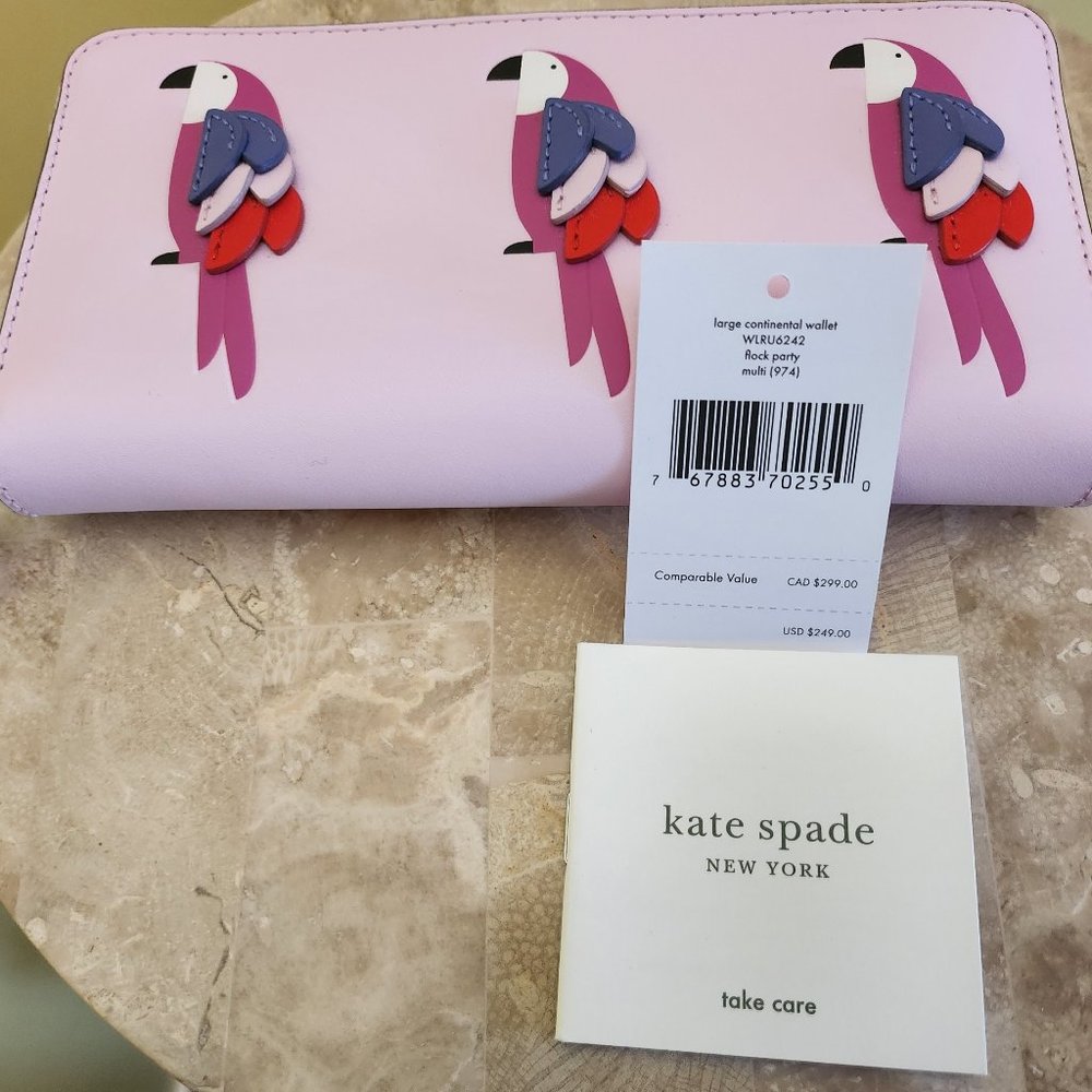 KateSpade NWT NOVELTY FLOCK PARTY Large Continental Wallet